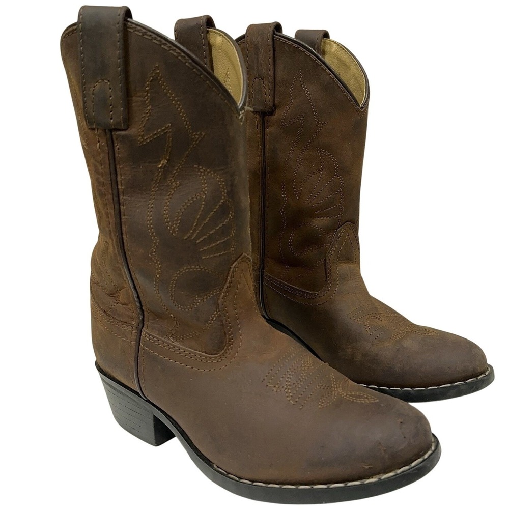 Masterson Co Cowboy Boots Little Kids size 1 Brown Leather Boys Girls Western